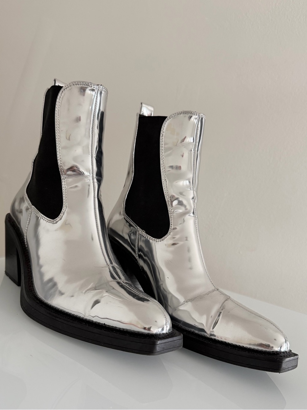 Circus by Sam Edelman Silver Metallic Chelsea Western Booties